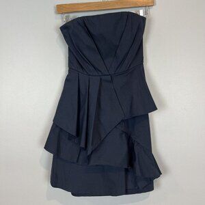 Alice + Olivia Strapless Navy Short Dress Layered Detail Size 0